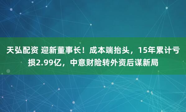 天弘配资 迎新董事长！成本端抬头，15年累计亏损2.99亿，中意财险转外资后谋新局