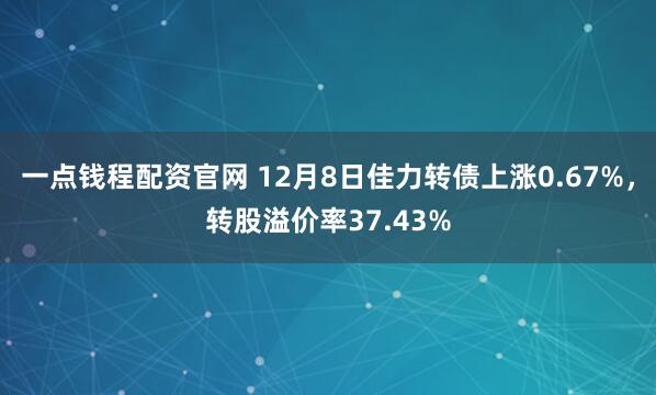 一点钱程配资官网 12月8日佳力转债上涨0.67%，转股溢价率37.43%